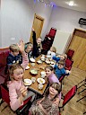 Children sitting eating their Christmas Lunch