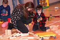 A child playing with toys