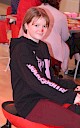 Smiling child with red nose